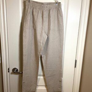 Joe Fresh Women's Linen Cotton Pants Pull on Roll-up Legs Size M Pockets